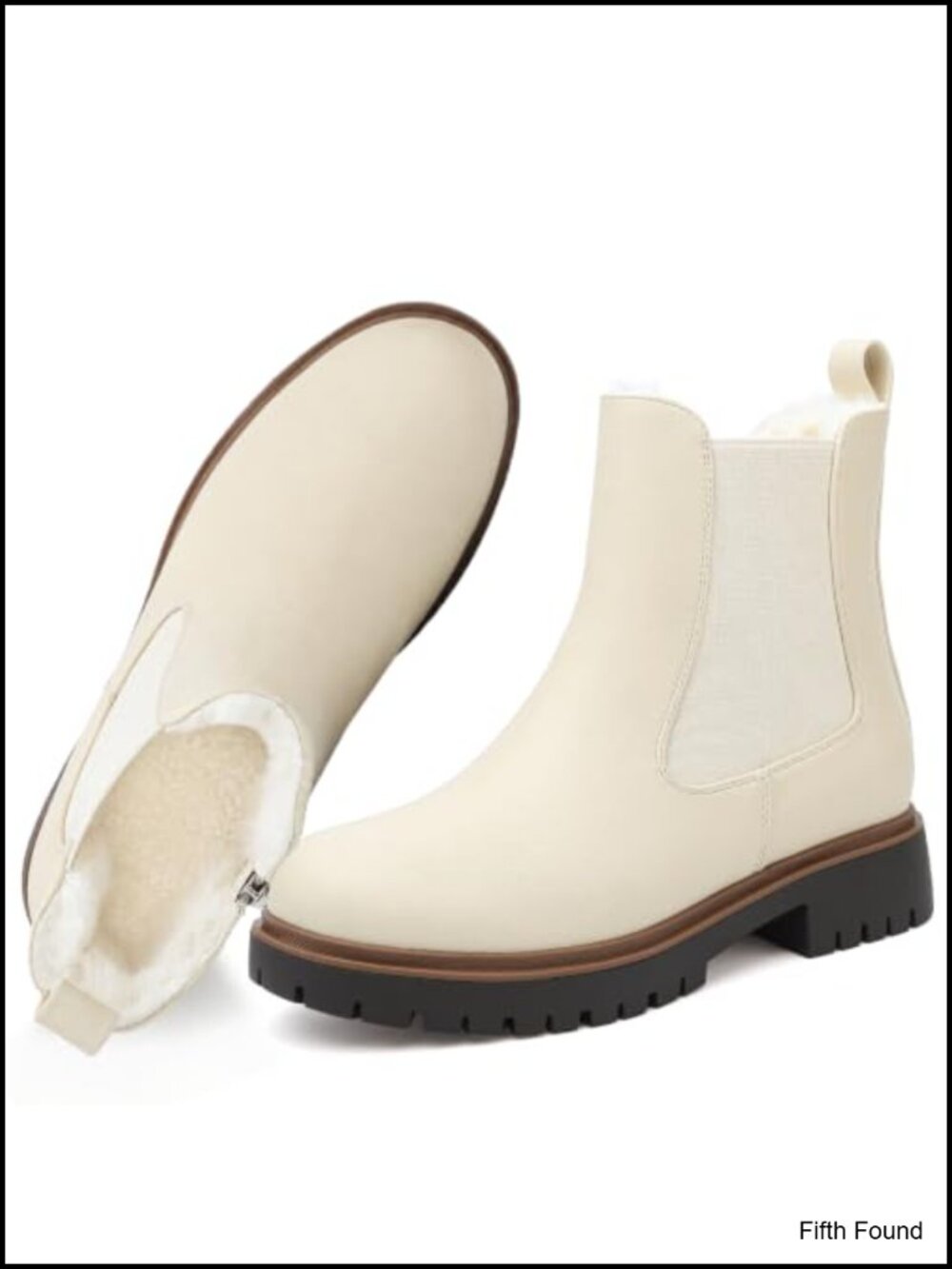 Waterproof Fur Lined Platform Chelsea Ankle Boots Side Zip